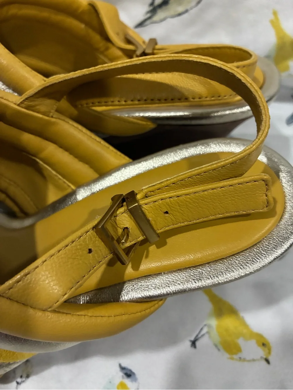 Tory Burch Yellow and Silver Padded Toe-Post Sandals